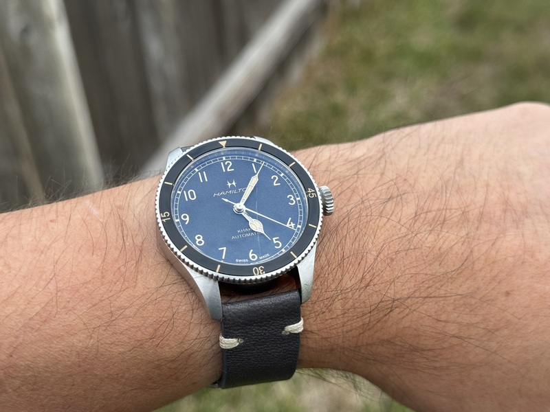 Hamilton Khaki Aviation Pilot Pioneer on Analog:Shift Wayne Grey Montone Strap